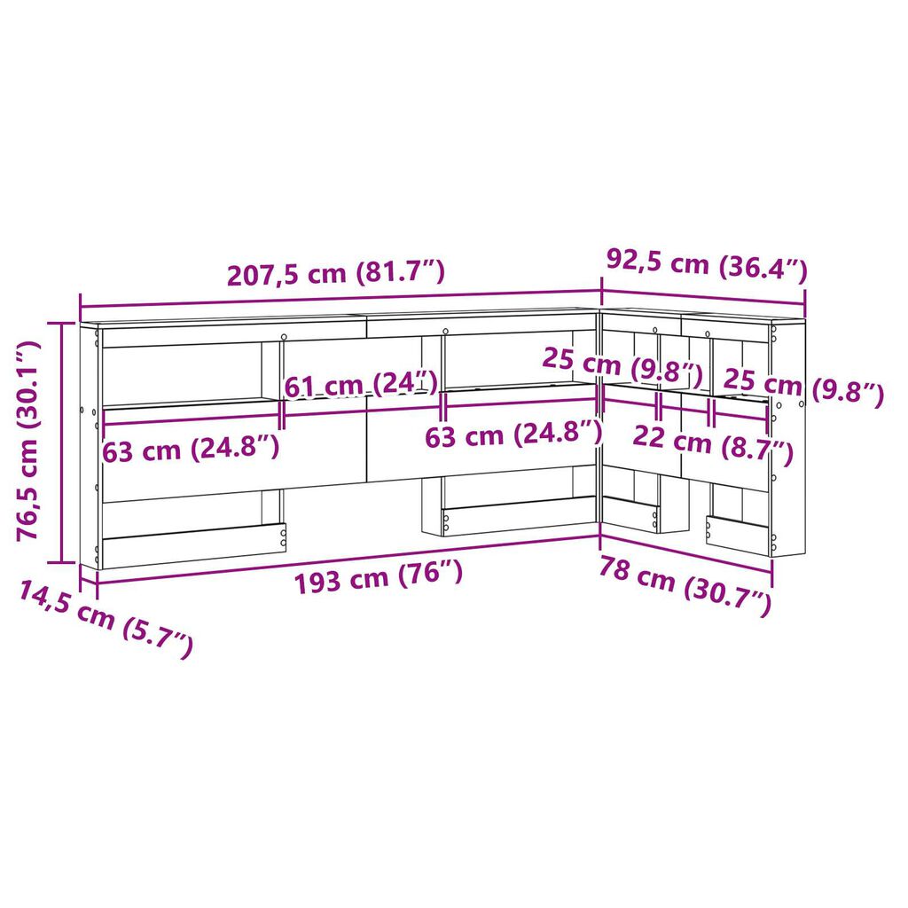 vidaXL Κεφαλάρι Αποθήκης Καπνιστή δρυς 75 cm Επεξεργασμένο ξύλο