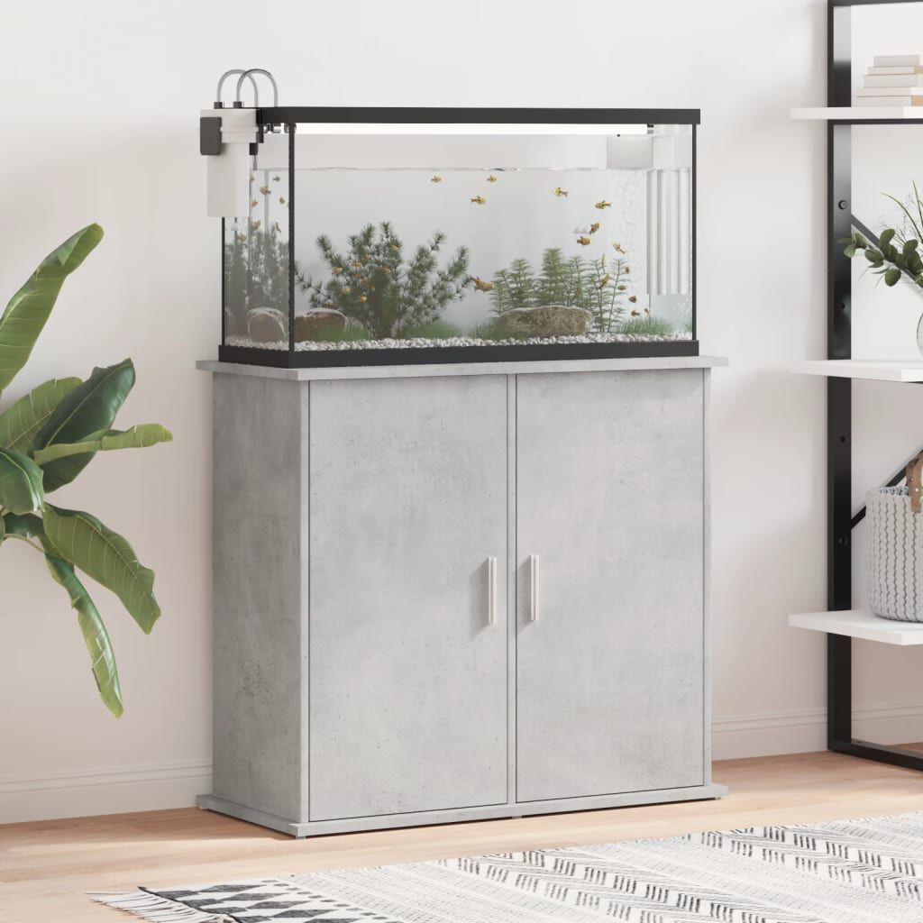 vidaXL Βάση Ενυδρείου Γκρι Σκυροδ. 81x36x73 εκ. από Επεξεργασμένο Ξύλο