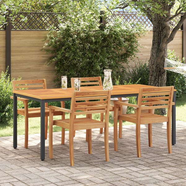 vidaXL Τραπέζι Κήπου 200x90x75 εκ από Στερεό Ξύλο Ακακίας και Μέταλλο