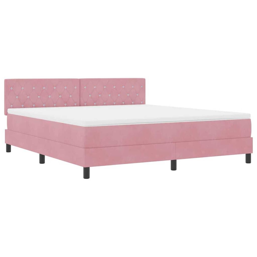 vidaXL Κρεβάτι με ελατήρια με στρώμα Ροζ 180 x 200 cm Βελούδο