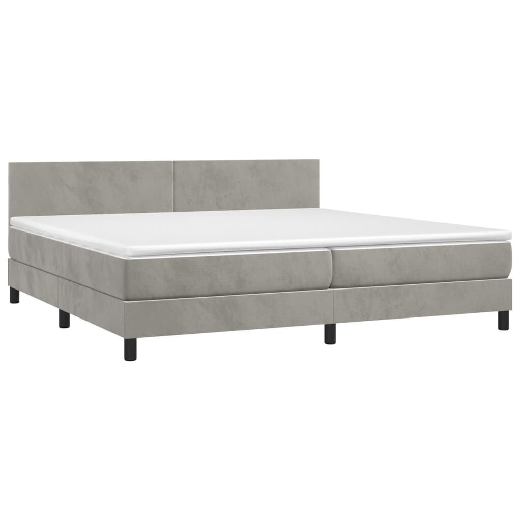 vidaXL Κρεβάτι Boxspring με Στρώμα & LED Αν.Γκρι 200x200 εκ. Βελούδινο