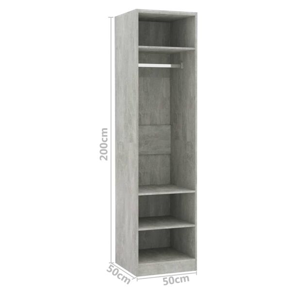 vidaXL Ντουλάπα Γκρι του Σκυροδέματος 50 x 50 x 200 εκ. Επεξ. Ξύλο