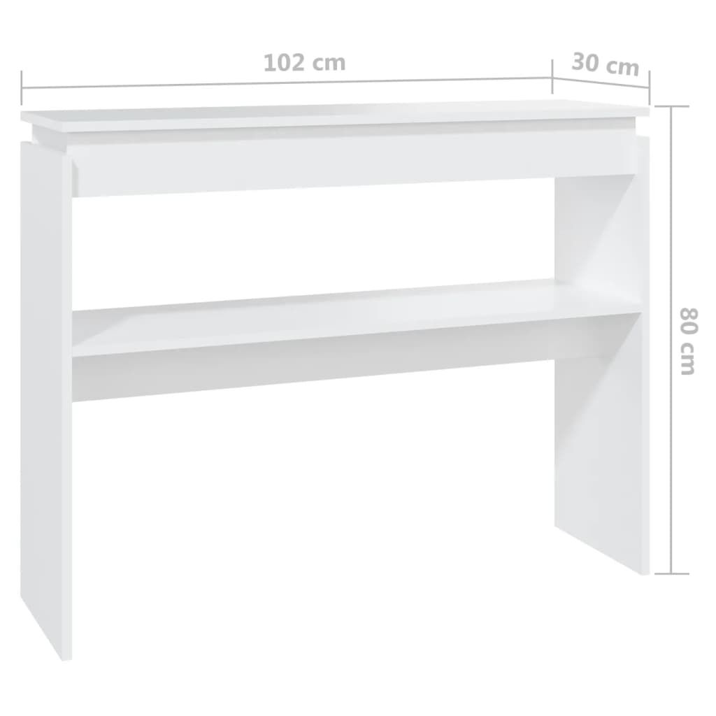 vidaXL Τραπεζάκι Κονσόλα Λευκό 102 x 30 x 800 εκ. από Επεξ. Ξύλο