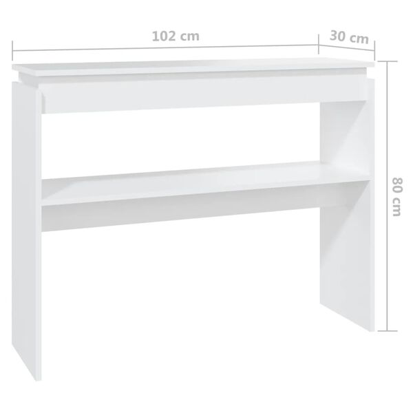 vidaXL Τραπεζάκι Κονσόλα Λευκό 102 x 30 x 800 εκ. από Επεξ. Ξύλο