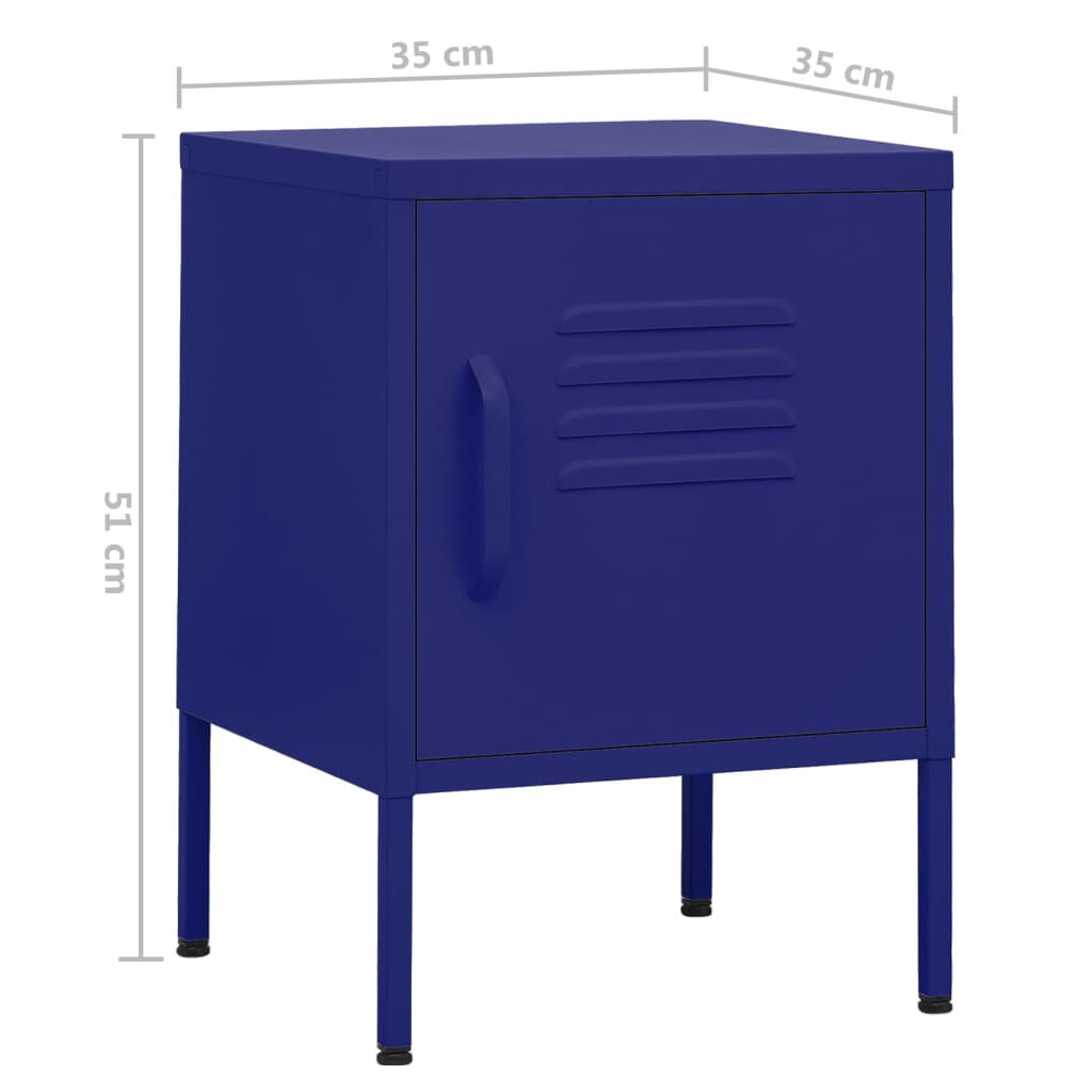 vidaXL Κομοδίνο Ναυτικό Μπλε 35 x 35 x 51 εκ. από Ατσάλι
