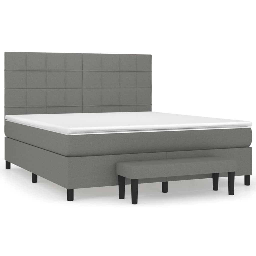 vidaXL Κρεβάτι Boxspring με Στρώμα Σκούρο Γκρι 180x200 εκ Υφασμάτιν