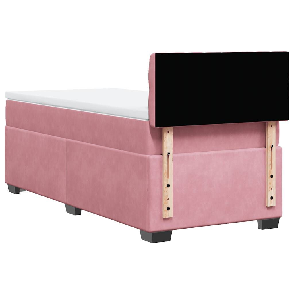 vidaXL Κρεβάτι Boxspring με Στρώμα Ροζ 80 x 200 εκ. Βελούδινο