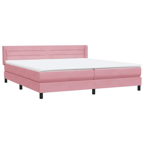 vidaXL Box Spring κρεβάτι με στρώμα ροζ 200x220 cm Βελούδινο