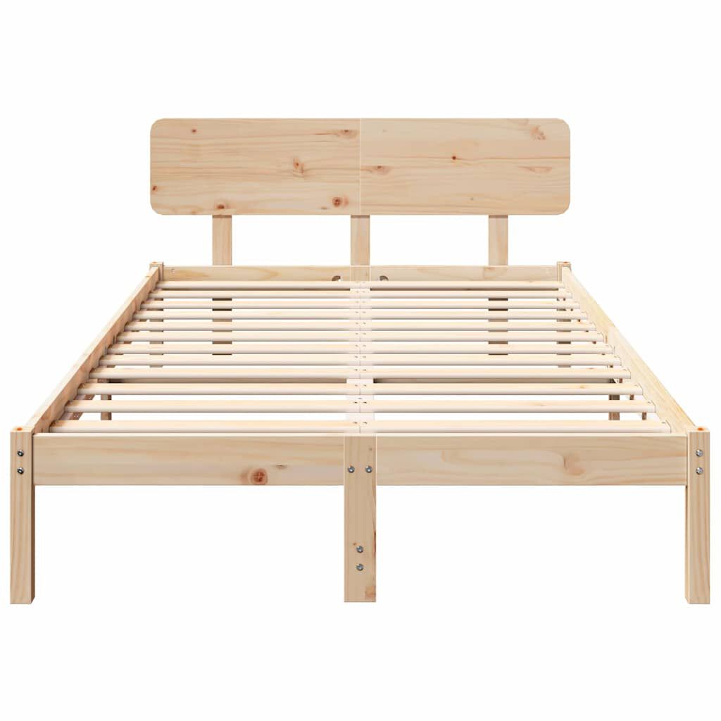 vidaXL Σκελετός Κρεβατιού Φυσικό 120 x 190 cm Μασίφ ξύλο πεύκου