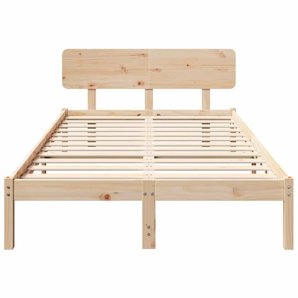 vidaXL Σκελετός Κρεβατιού Φυσικό 120 x 190 cm Μασίφ ξύλο πεύκου