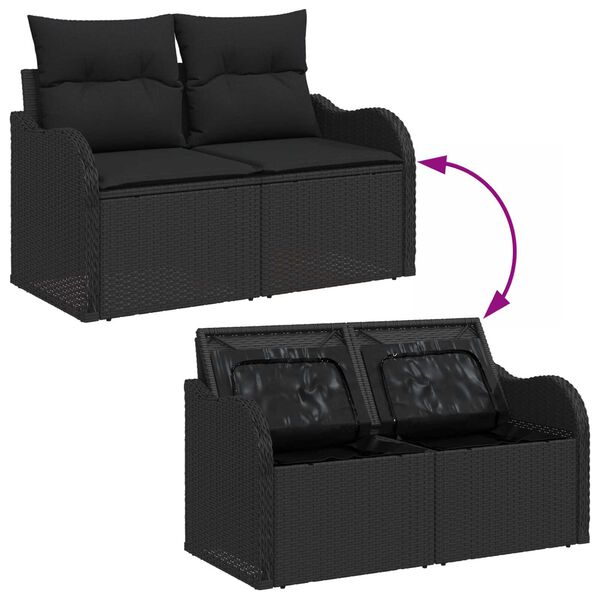 vidaXL Σετ Καναπέ Κήπου 10 pcs Μαύρο 100 x 55 x 73 εκ Πολυ ράταν