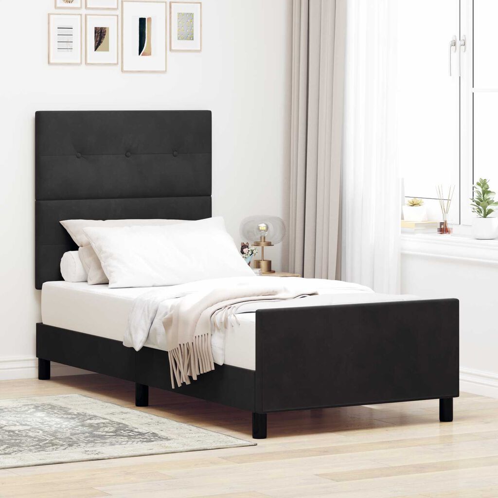 vidaXL Κρεβάτι Μαύρο 90x190 εκ. Βελούδο
