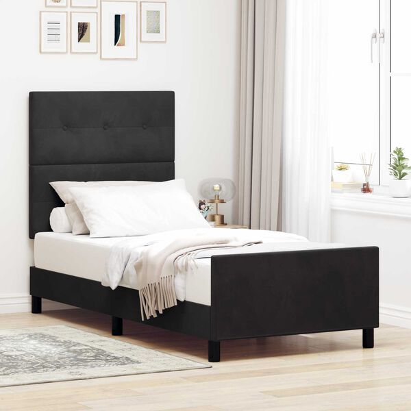 vidaXL Κρεβάτι Μαύρο 90x190 εκ. Βελούδο