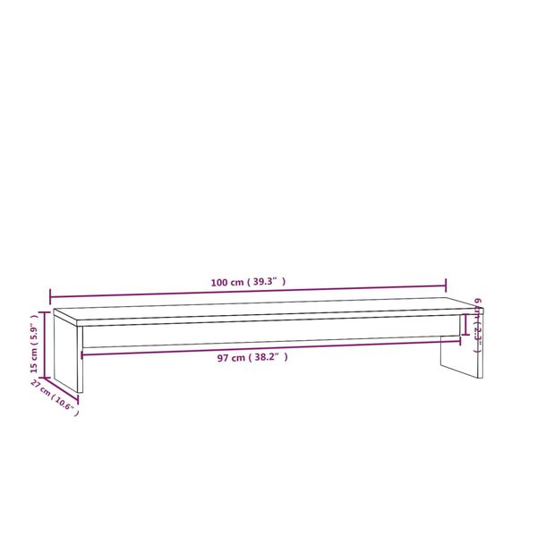 vidaXL Βάση Οθόνης 100 x 27 x 15 εκ. από Μασίφ Ξύλο Πεύκου