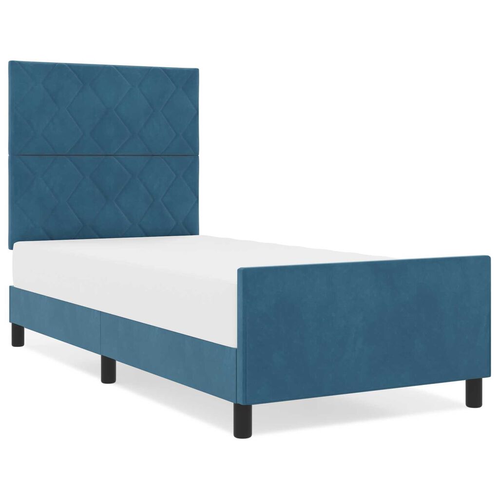 vidaXL Κρεβάτι Σκελετός Σκούρο Μπλε 100x200 cm Βελούδο