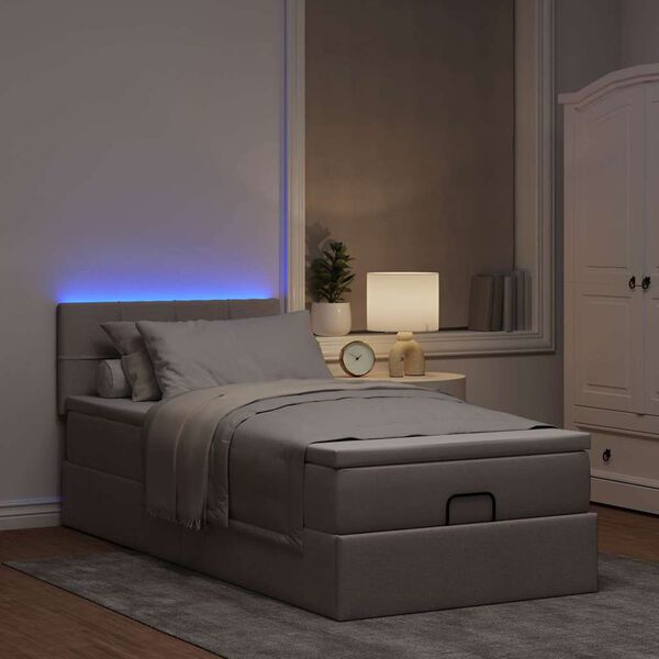 vidaXL &Omicron;&theta;&omega;&mu;&alpha;&nu;&iota;&kappa;ό &kappa;&rho;&epsilon;&beta;ά&tau;&iota; &mu;&epsilon; &sigma;&tau;&rho;ώ&mu;&alpha; & LEDs Taupe 100x200 cm Ύ&phi;&alpha;&sigma;&mu;&alpha;
