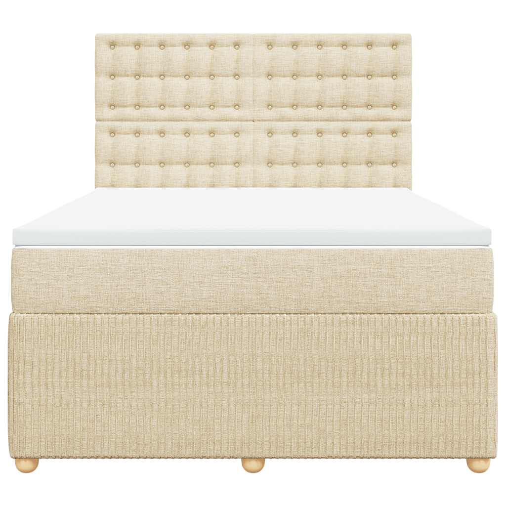 vidaXL Κρεβάτι Boxspring με Στρώμα Κρεμ 140x200 εκ. Υφασμάτινο