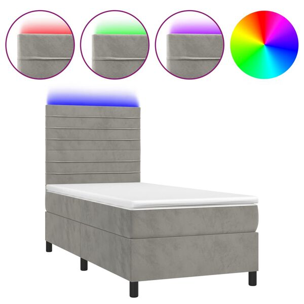 vidaXL &Kappa;&rho;&epsilon;&beta;ά&tau;&iota; Boxspring &mu;&epsilon; &Sigma;&tau;&rho;ώ&mu;&alpha; & LED &Alpha;&nu;.&Gamma;&kappa;&rho;&iota; 90x200 &epsilon;&kappa;. &Beta;&epsilon;&lambda;&omicron;ύ&delta;&iota;&nu;&omicron;