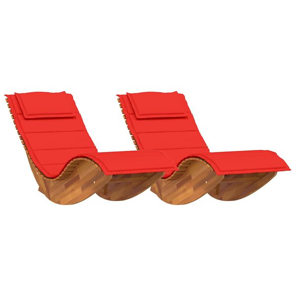 vidaXL Ξαπλώστρα 2 pcs Καφέ 60 x 154 x 74εκ Μασίφ ξύλο ακακίας
