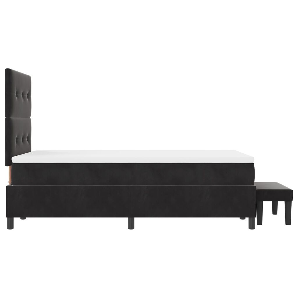 vidaXL Κρεβάτι Box Spring με Στρώμα & Πάγκο Μαύρο 120x200 εκ. Βελούδο