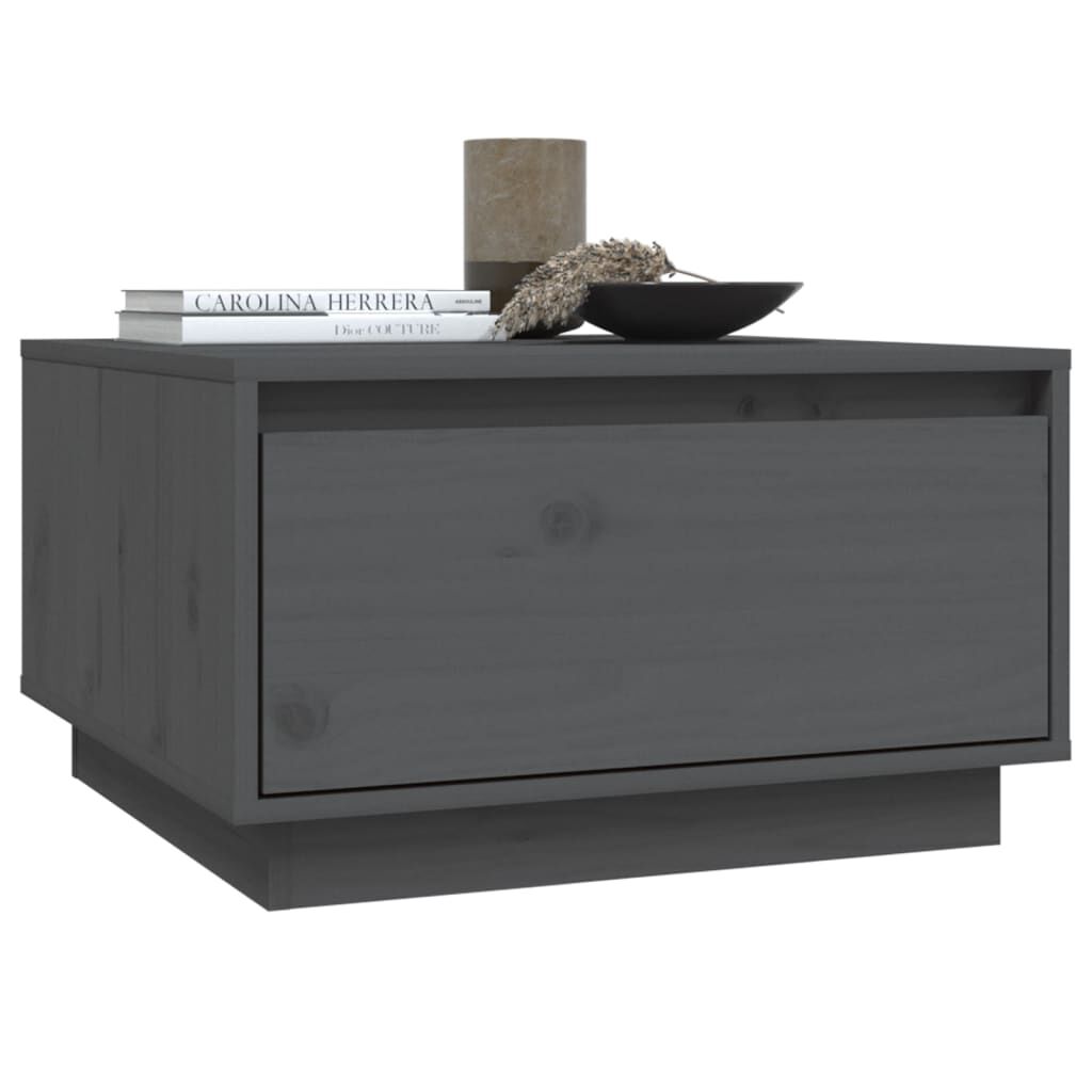 vidaXL Τραπεζάκι Σαλονιού Γκρι 55 x 56 x 32 εκ. από Μασίφ Ξύλο Πεύκου