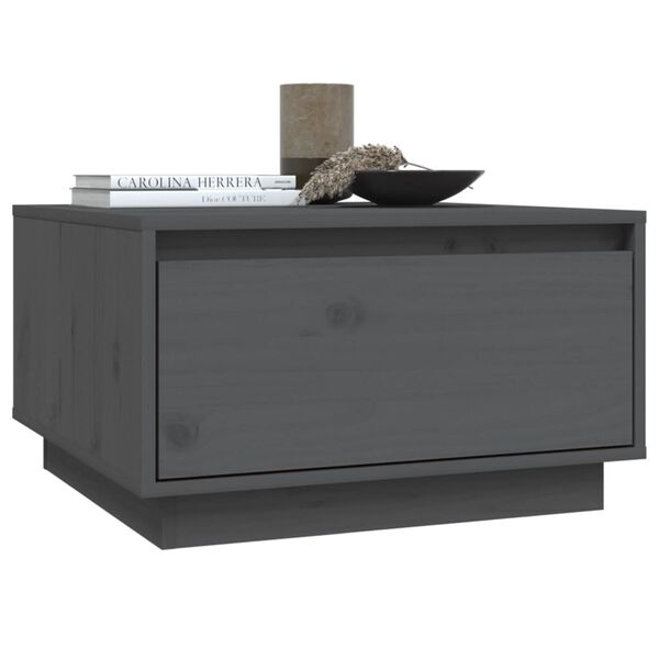 vidaXL Τραπεζάκι Σαλονιού Γκρι 55 x 56 x 32 εκ. από Μασίφ Ξύλο Πεύκου