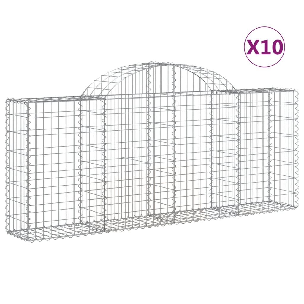 vidaXL Συρματοκιβώτια Τοξωτά 10 τεμ. 200x30x80/100 εκ. Γαλβαν. Ατσάλι
