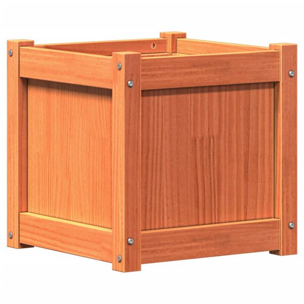vidaXL Ζαρντινιέρα Καφέ Κεριού 40 x 40 x 40 εκ. από Μασίφ Ξύλο Πεύκου