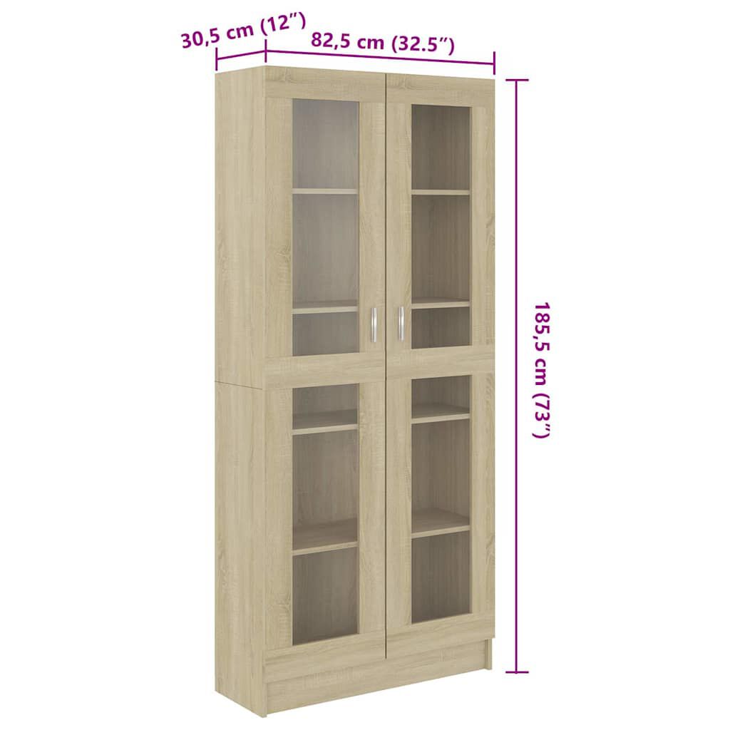 vidaXL Βιτρίνα Χρώμα Sonoma Δρυς 82,5 x 30,5 x 185,5 εκ. Επεξ. Ξύλο