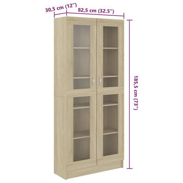 vidaXL Βιτρίνα Χρώμα Sonoma Δρυς 82,5 x 30,5 x 185,5 εκ. Επεξ. Ξύλο