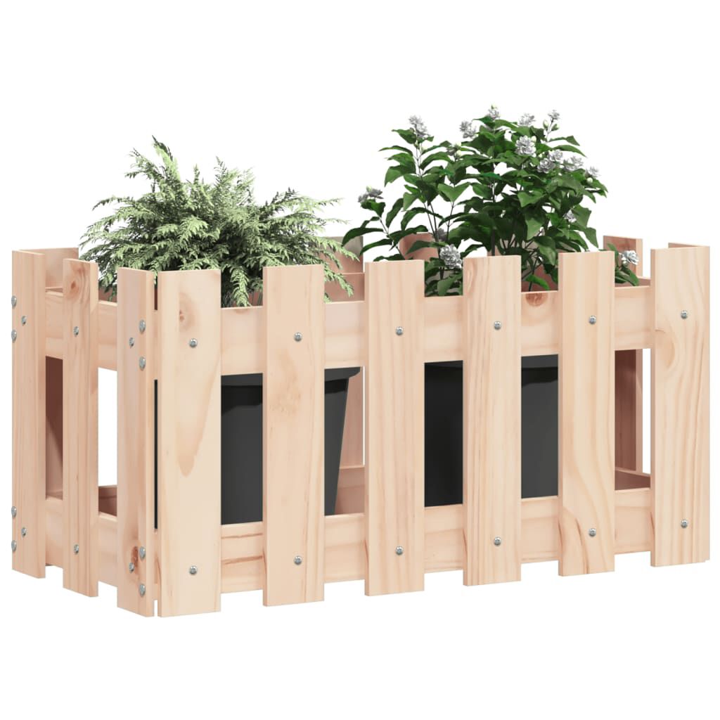 vidaXL Ζαρντινιέρα με Σχέδιο Φράχτη 60 x 30 x 30 εκ. Μασίφ Ξύλο Πεύκου