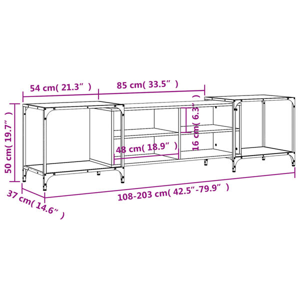 vidaXL Έπιπλο Τηλεόρασης Sonoma Δρυς 203x37x50 εκ. Επεξεργασμένο Ξύλο