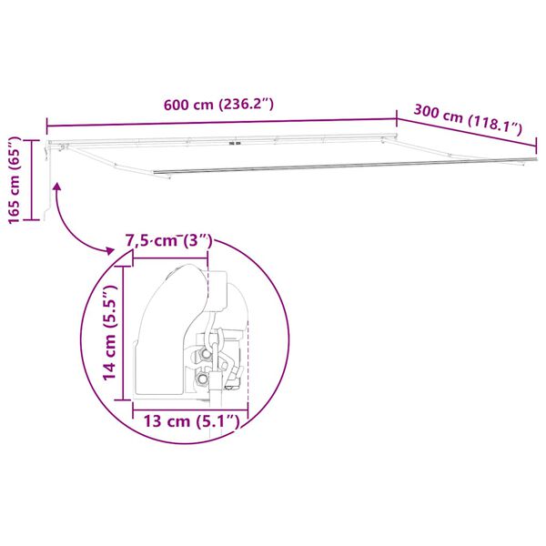 vidaXL Τέντα Πτυσσόμενη Αυτόματη Καφέ 600x300 εκ.