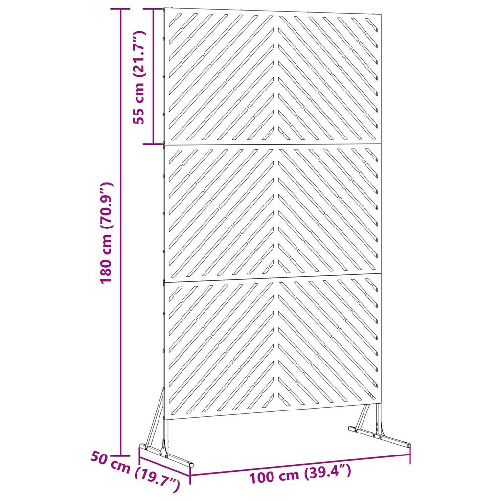 vidaXL Πάνελ Ιδιωτικότητας Μαύρο 100x50x180 εκ, Ατσάλι