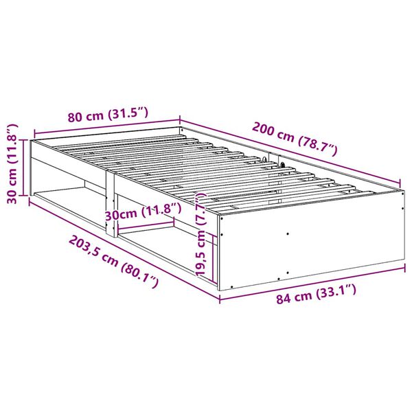 vidaXL Καναπές Κρεβάτι Χωρίς Στρώμα Λευκό 80x200 εκ. Μασίφ Ξύλο Πεύκου