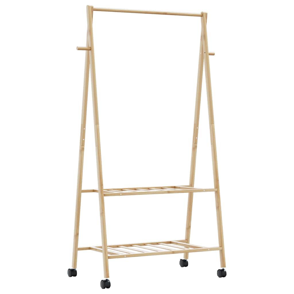 vidaXL Ράφι ρούχων με ράφια και ρόδες 96x45,5x155,5 cm Μπαμπού