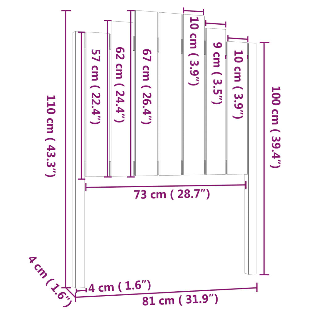 vidaXL Κεφαλάρι Κρεβατιού Λευκό 81x4x110 εκ. από Μασίφ Ξύλο Πεύκου