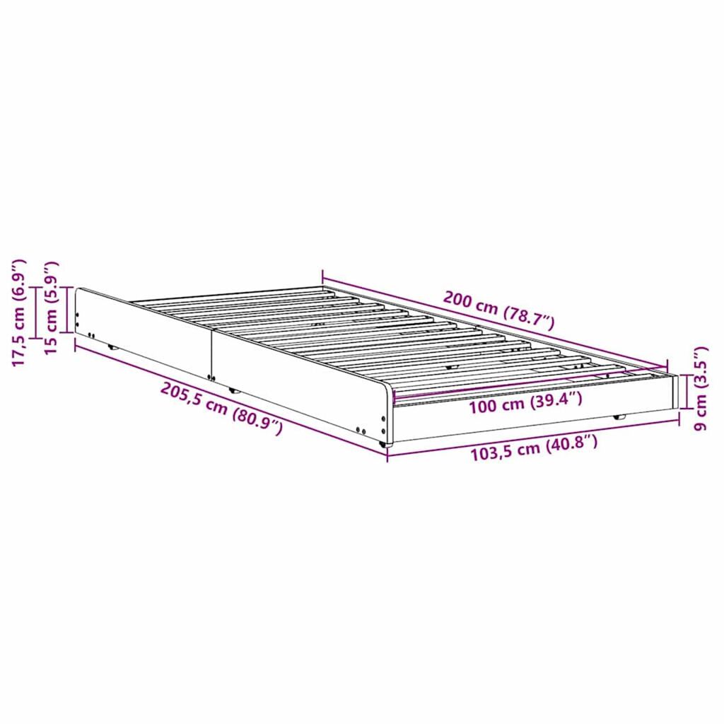 vidaXL Σκελετός Κρεβατιού Λευκό 100 x 200 cm Μασίφ ξύλο πεύκου