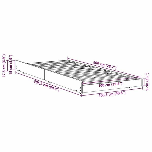 vidaXL Σκελετός Κρεβατιού Λευκό 100 x 200 cm Μασίφ ξύλο πεύκου
