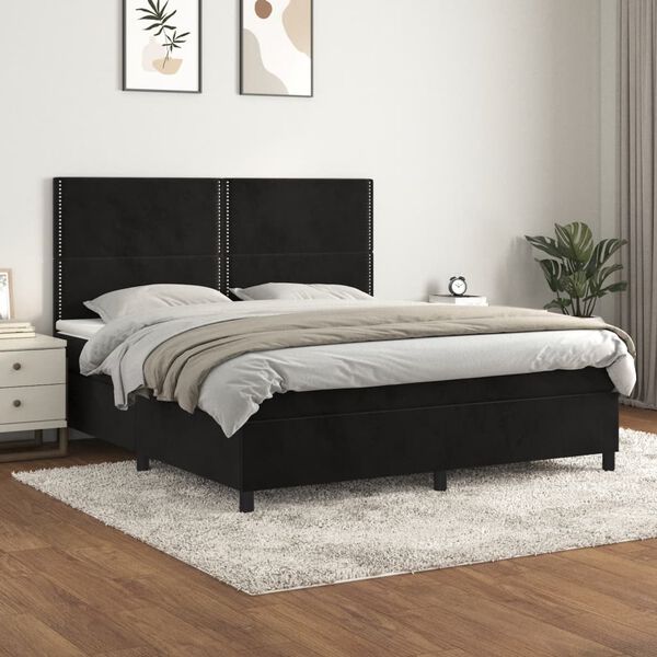 vidaXL &Kappa;&rho;&epsilon;&beta;ά&tau;&iota; Boxspring &mu;&epsilon; &Sigma;&tau;&rho;ώ&mu;&alpha; &Mu;&alpha;ύ&rho;&omicron; 160x200 &epsilon;&kappa;. &Beta;&epsilon;&lambda;&omicron;ύ&delta;&iota;&nu;&omicron;