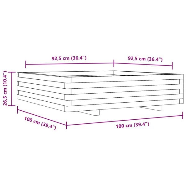 vidaXL Ζαρντινιέρα Κήπου 100x100x26,5 εκ. από Εμποτισμένο Ξύλο Πεύκου