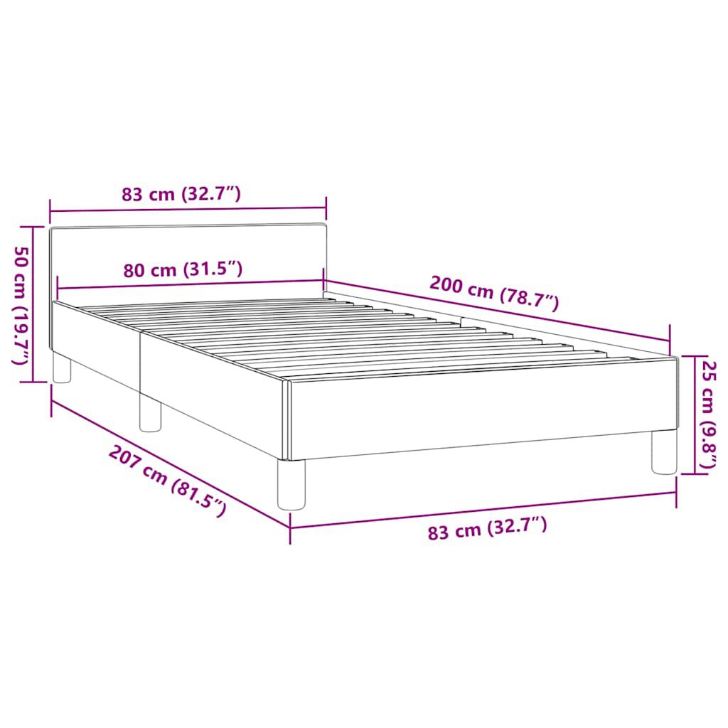 vidaXL Σκελετός Κρεβατιού Χωρίς Στρώμα Σκ. Καφέ 80x200 εκ. Υφασμάτινο