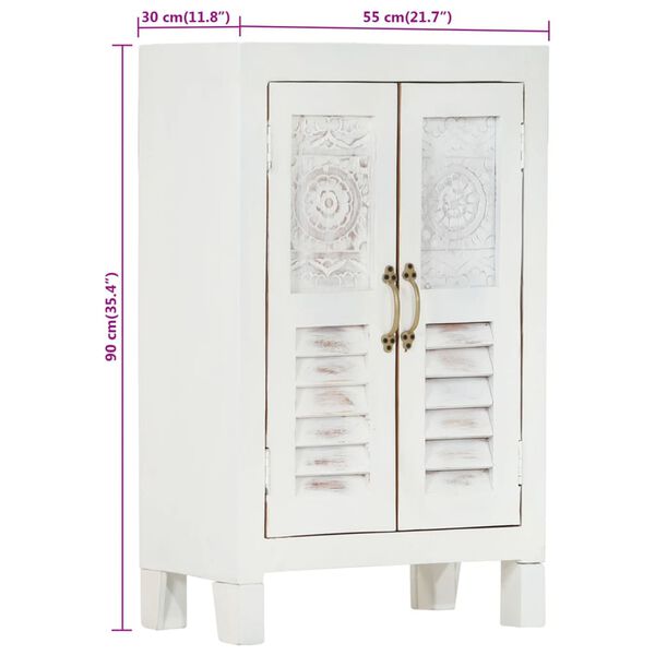 vidaXL Ντουλάπι Λευκό 55 x 30 x 90 εκ. από Μασίφ Ξύλο Ακακίας