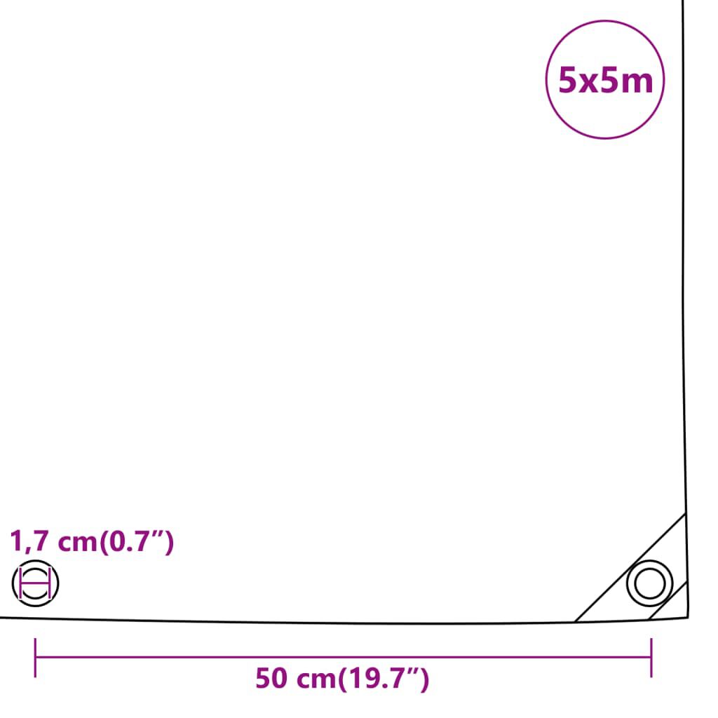 vidaXL Μουσαμάς Πράσινος 5 x 5 μ. 650 γρ./μ²