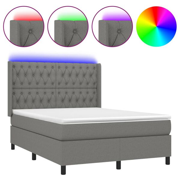 vidaXL &Kappa;&rho;&epsilon;&beta;ά&tau;&iota; Boxspring &mu;&epsilon; &Sigma;&tau;&rho;ώ&mu;&alpha; & LED &Sigma;&kappa;.&Gamma;&kappa;&rho;&iota; 140x200 &epsilon;&kappa; &Upsilon;&phi;&alpha;&sigma;&mu;ά&tau;&iota;&nu;&omicron;