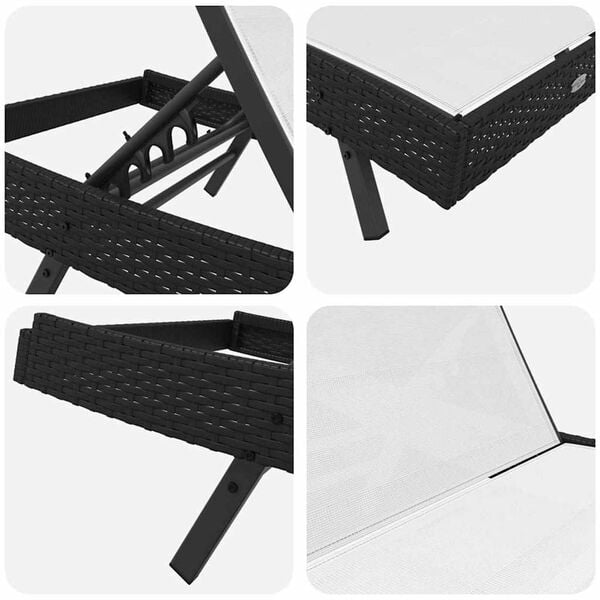 vidaXL Ήλιος Λάουτζερ 3 pcs Μαύρο και Λευκό 40 x 40 x 40.5 εκ