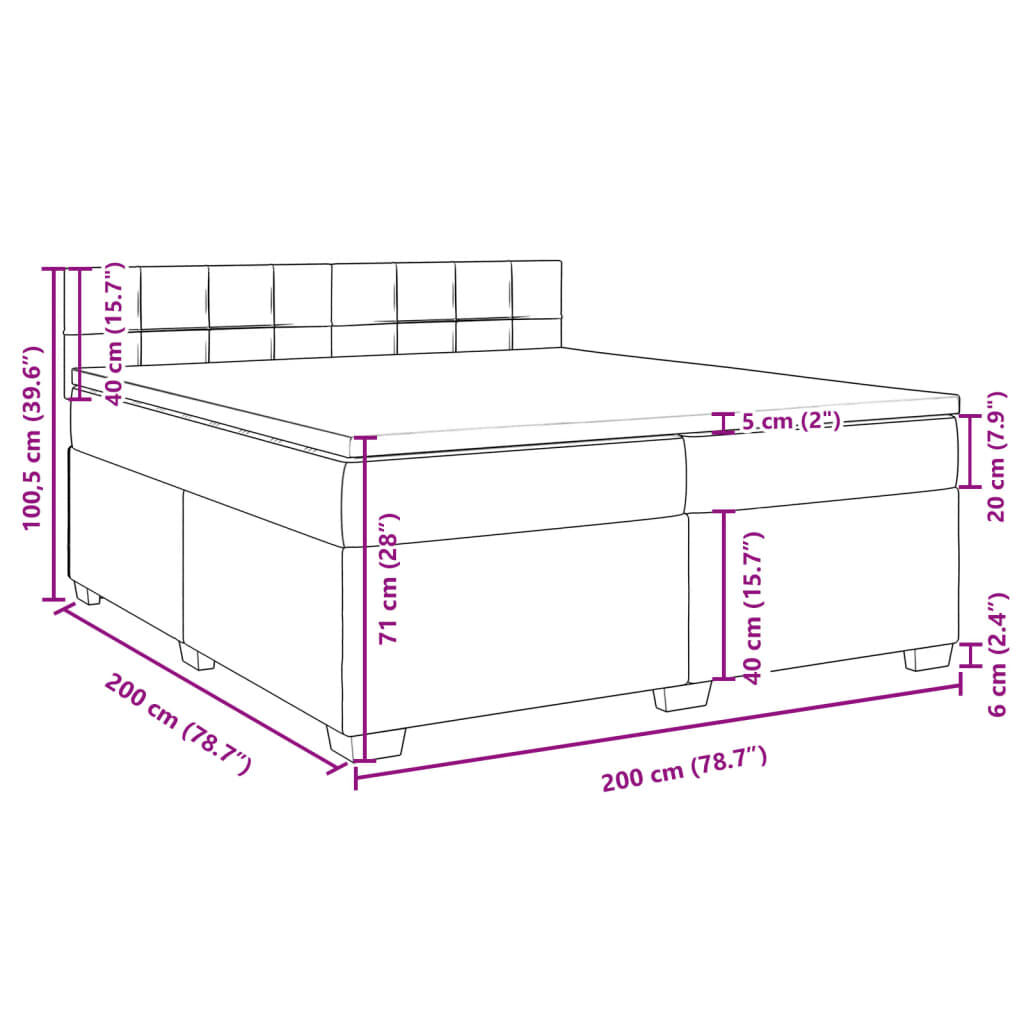 vidaXL Κρεβάτι Boxspring με Στρώμα Μπλε 200x200 εκ. Υφασμάτινο