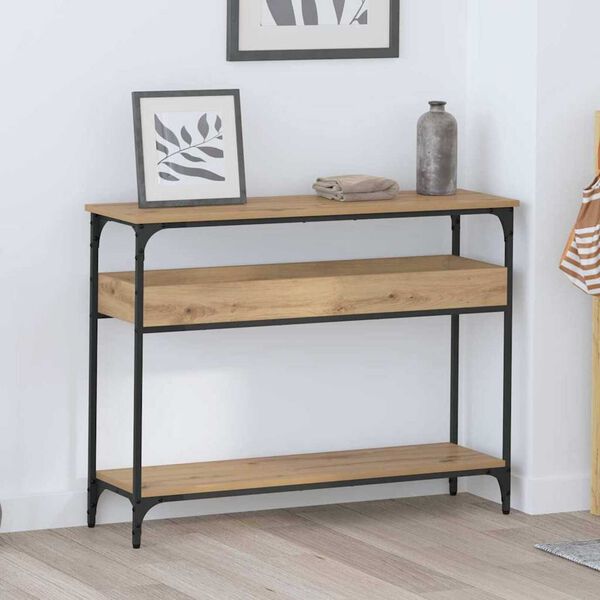vidaXL Τραπέζι κονσόλας με ράφι artisan δρυς 100 x 29 x 75 εκ.