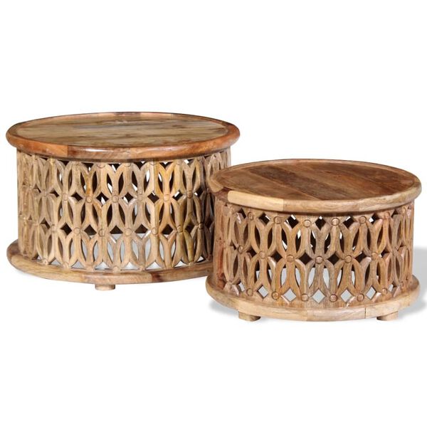 vidaXL Τραπεζάκια Σαλονιού Σετ 2 τεμ. από Μασίφ Ξύλο Μάνγκο