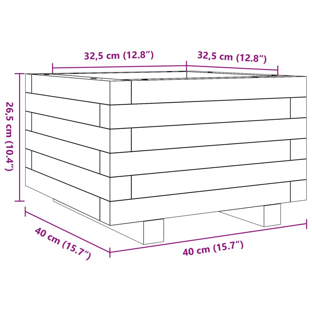 vidaXL Ζαρντινιέρα Κήπου Λευκή 40x40x26,5 εκ. από Μασίφ Ξύλο Πεύκου